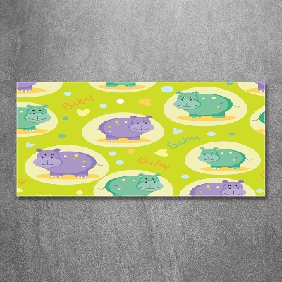 Cuadro de cristal templado moderno horizontal Hipopótamos