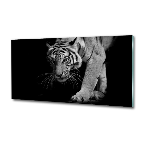 Cuadro decorativo de vidrio para salón horizontal Tigre