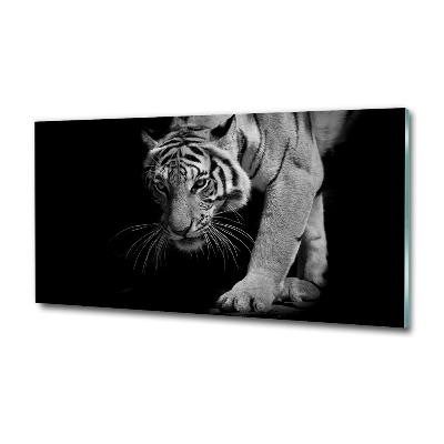 Cuadro decorativo de vidrio para salón horizontal Tigre
