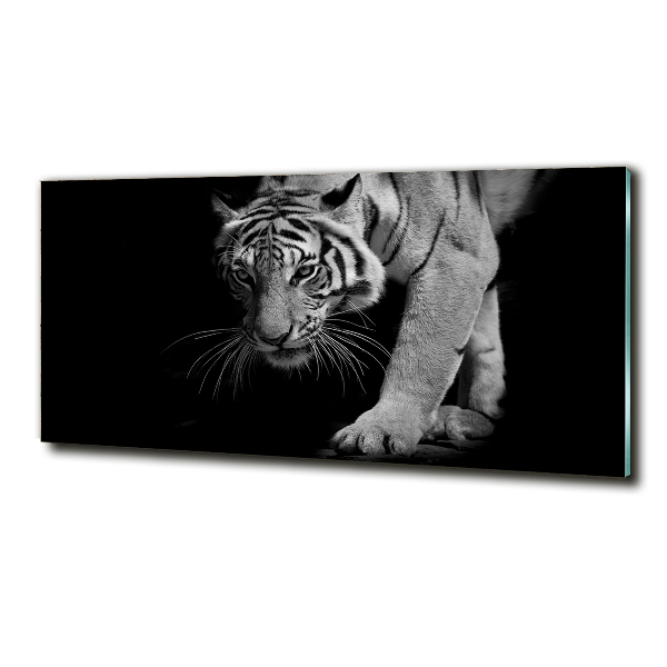 Cuadro decorativo de vidrio para salón horizontal Tigre