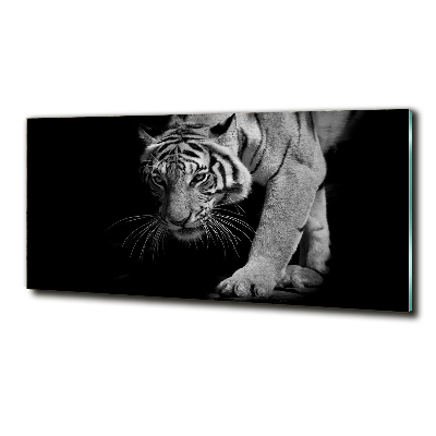 Cuadro decorativo de vidrio para salón horizontal Tigre
