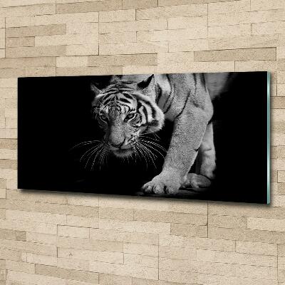 Cuadro decorativo de vidrio para salón horizontal Tigre
