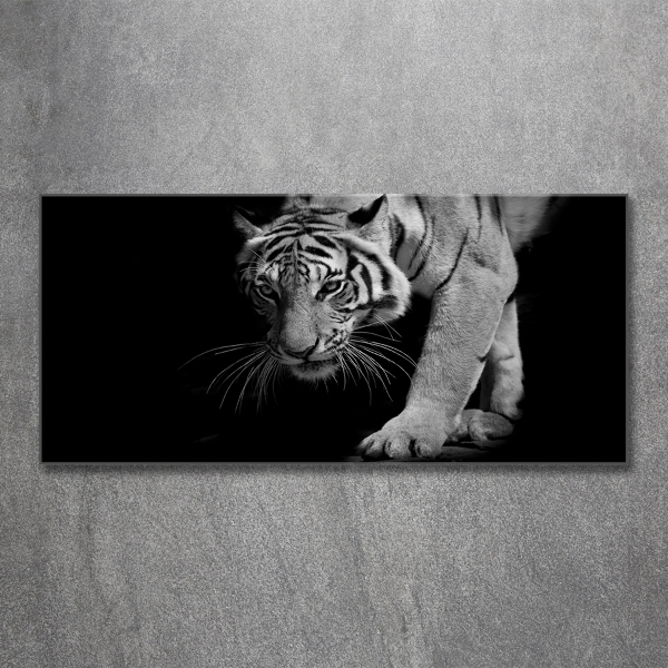 Cuadro decorativo de vidrio para salón horizontal Tigre