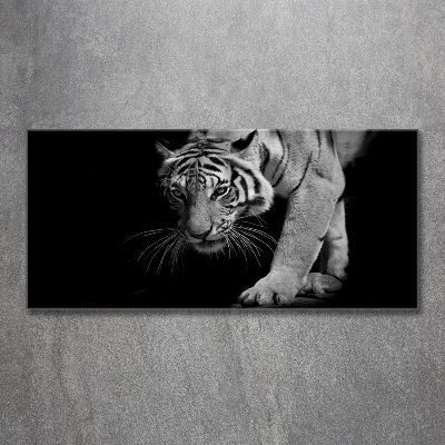 Cuadro decorativo de vidrio para salón horizontal Tigre