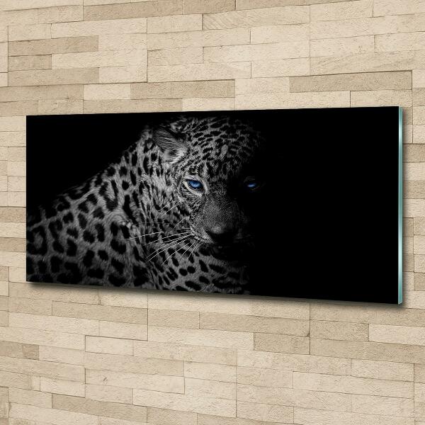 Cuadro de cristal templado moderno horizontal Leopardo