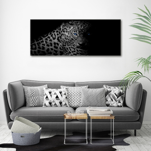Cuadro de cristal templado moderno horizontal Leopardo
