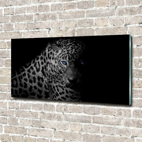 Cuadro de cristal templado moderno horizontal Leopardo