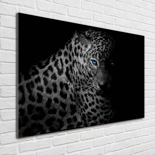 Cuadro de cristal templado moderno horizontal Leopardo