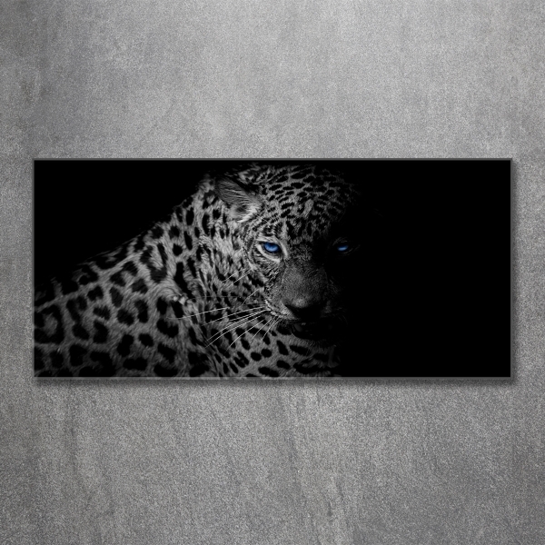 Cuadro de cristal templado moderno horizontal Leopardo
