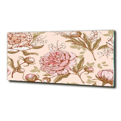 Foto en cristal de alta calidad con impresión uv horizontal Peonías