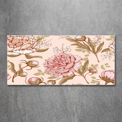 Foto en cristal de alta calidad con impresión uv horizontal Peonías