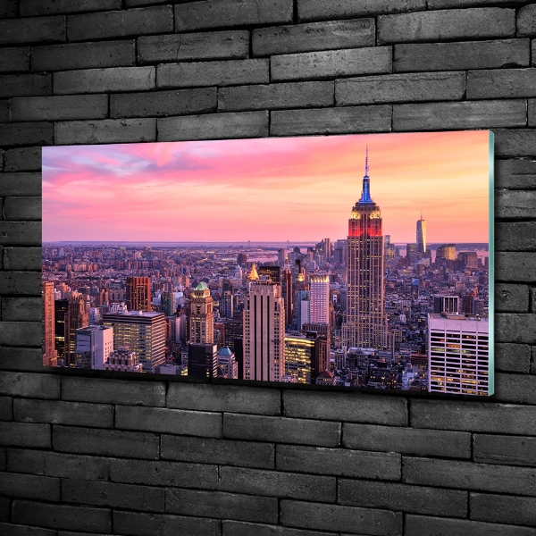 Cuadro decorativo de vidrio para salón horizontal Nueva York Oeste