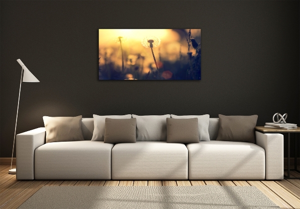 Foto en cristal de alta calidad con impresión uv horizontal Diente de león