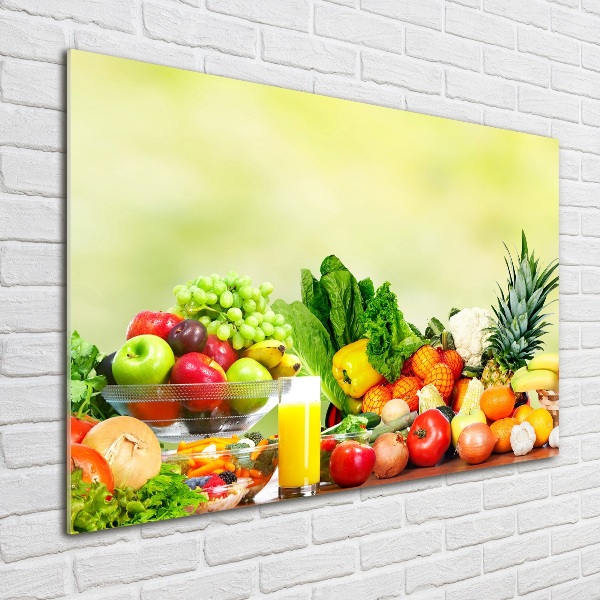 Foto en cristal de alta calidad con impresión uv horizontal Verduras y frutas