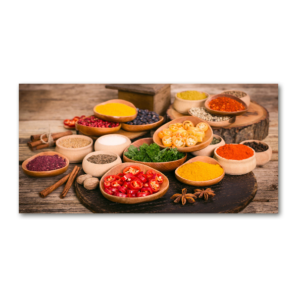 Cuadro de cristal templado moderno horizontal Especias y hierbas