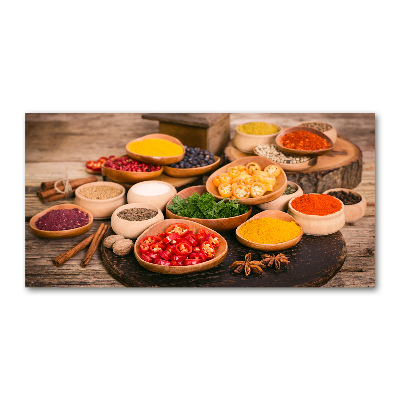 Cuadro de cristal templado moderno horizontal Especias y hierbas