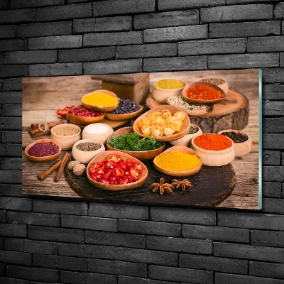 Cuadro de cristal templado moderno horizontal Especias y hierbas