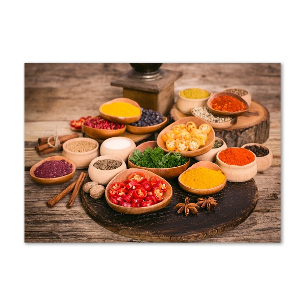 Cuadro de cristal templado moderno horizontal Especias y hierbas