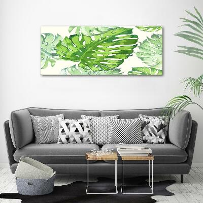 Impresión en cristal con acabado brillante horizontal hojas tropicales