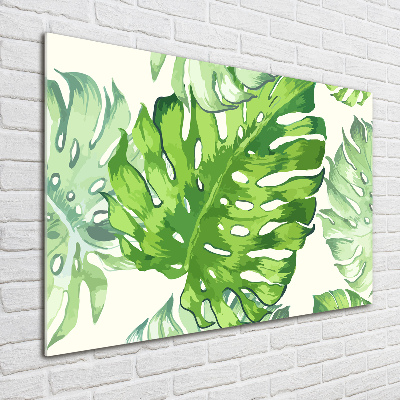 Impresión en cristal con acabado brillante horizontal hojas tropicales