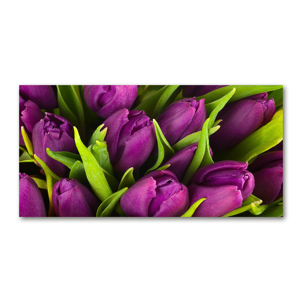 Impresión en cristal con acabado brillante horizontal tulipanes morados