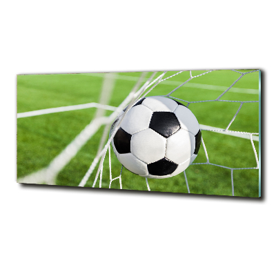 Foto en cristal de alta calidad con impresión uv horizontal El balón está en la portería.