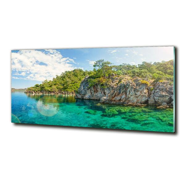 Cuadro de cristal templado moderno horizontal Laguna Azul