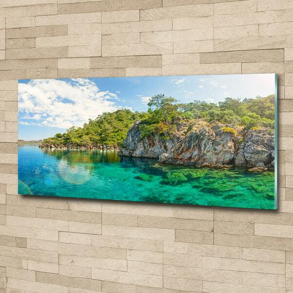 Cuadro de cristal templado moderno horizontal Laguna Azul