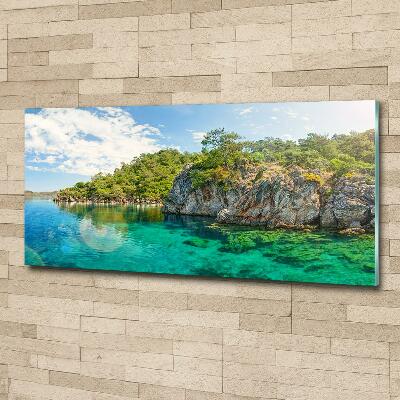 Cuadro de cristal templado moderno horizontal Laguna Azul