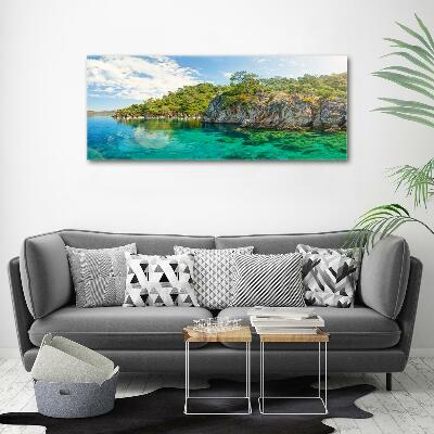 Cuadro de cristal templado moderno horizontal Laguna Azul