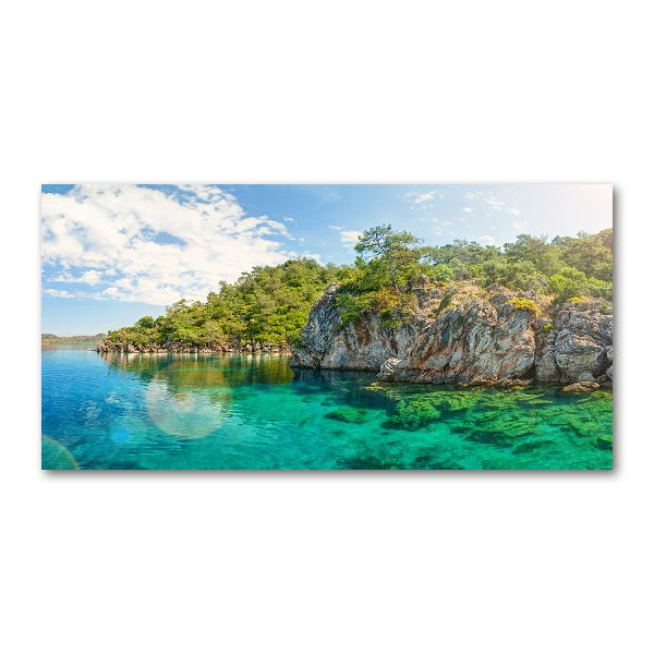 Cuadro de cristal templado moderno horizontal Laguna Azul