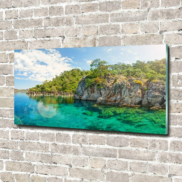 Cuadro de cristal templado moderno horizontal Laguna Azul