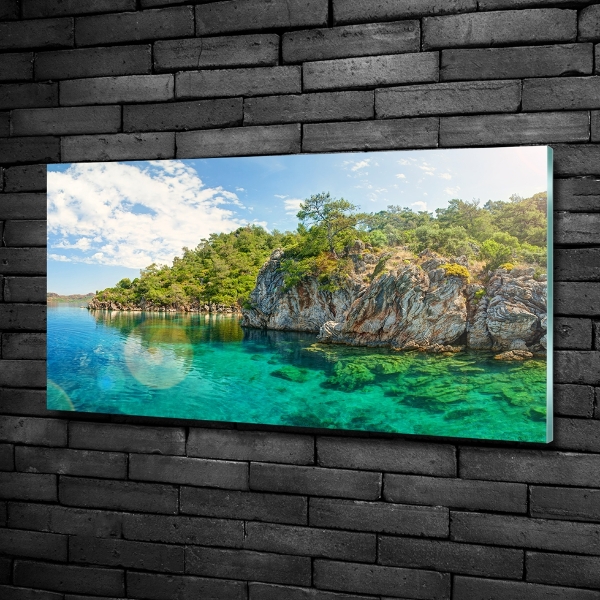 Cuadro de cristal templado moderno horizontal Laguna Azul