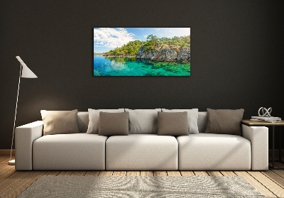 Cuadro de cristal templado moderno horizontal Laguna Azul