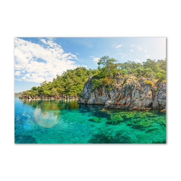 Cuadro de cristal templado moderno horizontal Laguna Azul