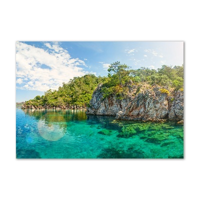Cuadro de cristal templado moderno horizontal Laguna Azul