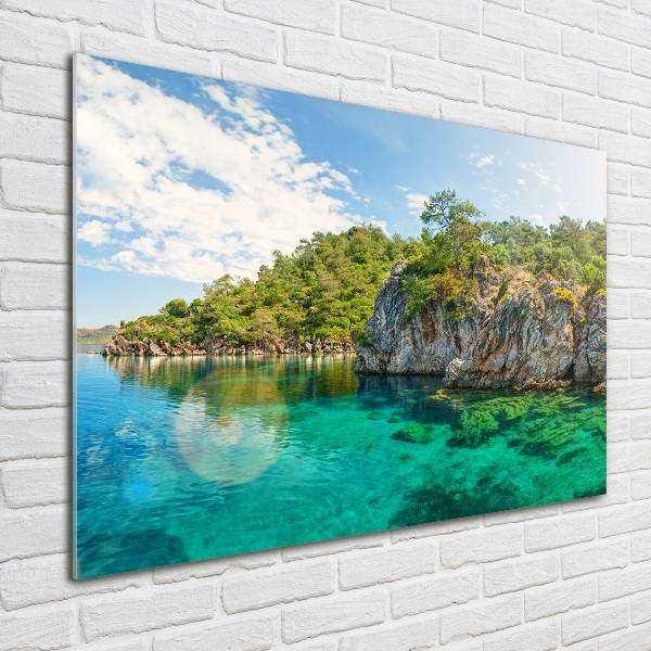 Cuadro de cristal templado moderno horizontal Laguna Azul