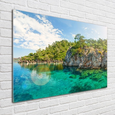 Cuadro de cristal templado moderno horizontal Laguna Azul