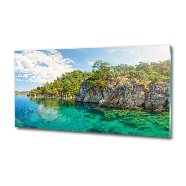 Cuadro de cristal templado moderno horizontal Laguna Azul