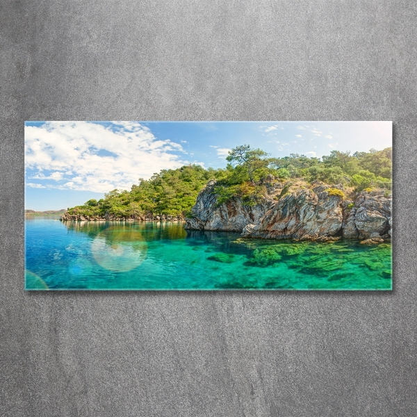 Cuadro de cristal templado moderno horizontal Laguna Azul