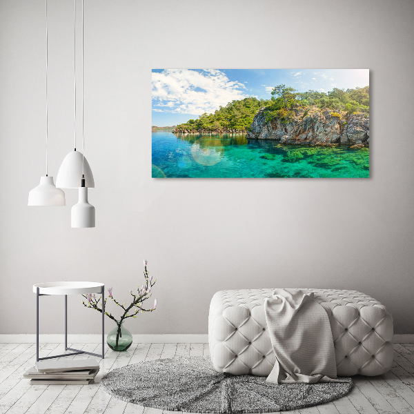 Cuadro de cristal templado moderno horizontal Laguna Azul