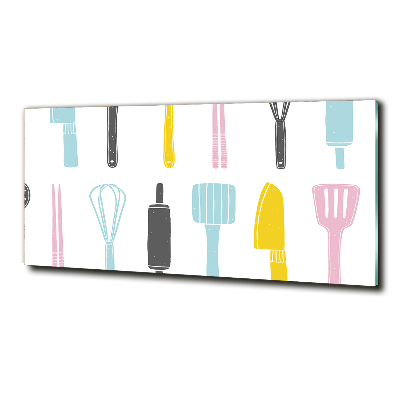 Cuadro decorativo de vidrio para salón horizontal Utensilios de cocina