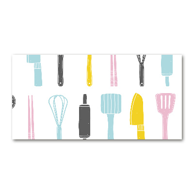 Cuadro decorativo de vidrio para salón horizontal Utensilios de cocina