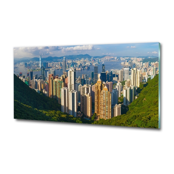 Impresión en cristal con acabado brillante horizontal Panorama de Hong Kong