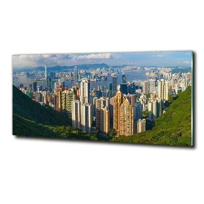 Impresión en cristal con acabado brillante horizontal Panorama de Hong Kong