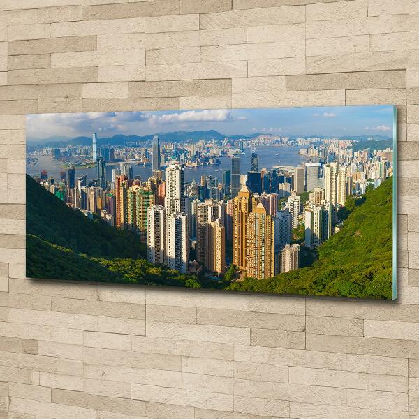 Impresión en cristal con acabado brillante horizontal Panorama de Hong Kong