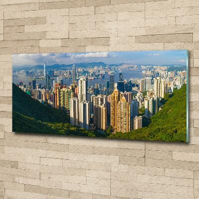 Impresión en cristal con acabado brillante horizontal Panorama de Hong Kong