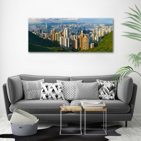 Impresión en cristal con acabado brillante horizontal Panorama de Hong Kong