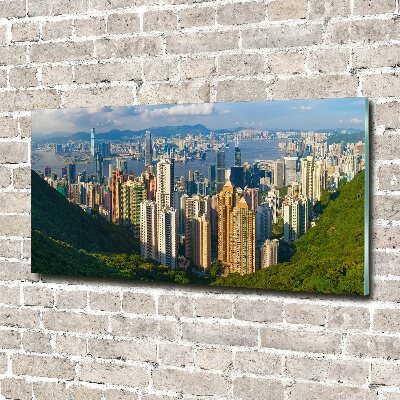 Impresión en cristal con acabado brillante horizontal Panorama de Hong Kong