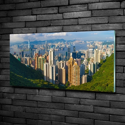 Impresión en cristal con acabado brillante horizontal Panorama de Hong Kong